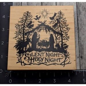 PSX Designs Silent Night Nativity K1196 1999 Rubber Stamp Wood #D7